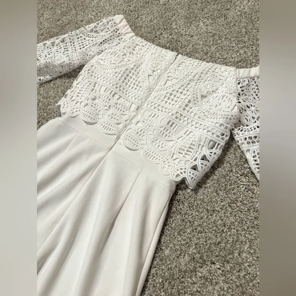 Antonio Melani Wide Leg Lace Jumpsuit | Size 2 | White